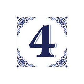 Shop House Numbers Tile Blue and White #4 at the  Home Dcor Store