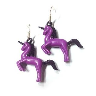 purple unicorn earrings by hannah makes things