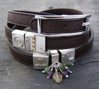 leather belt bracelet with personalised tags by soremi