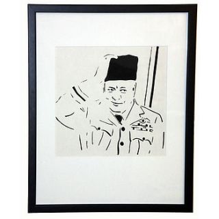 churchill in fez silkscreen print by for all we know