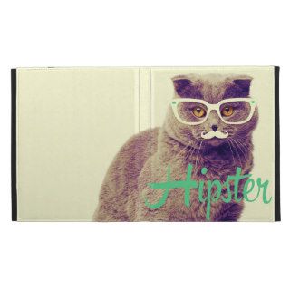 Turquoise Funny Cat Cute Hipster Glasses Mustache iPad Case