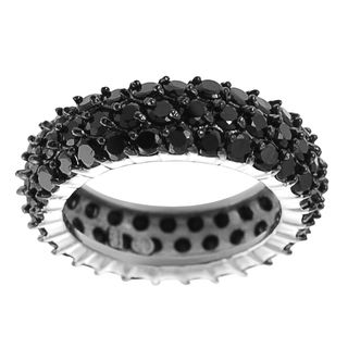 Tressa Glam inspired Sterling Silver Black Cubic Zirconia Eternity Ring Tressa Cubic Zirconia Rings