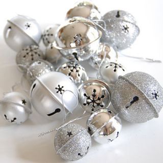 silver bell decorations by velvet brown