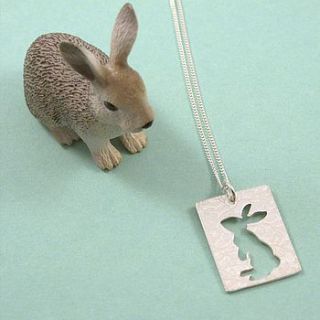sterling silver bunny silhouette pendant by fragment designs