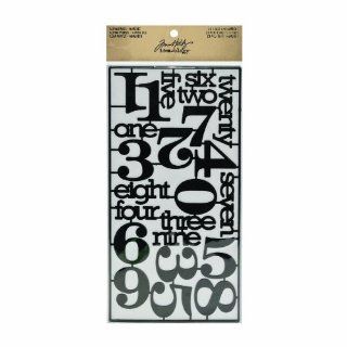 Numeric Alpha Parts by Tim Holtz Idea ology, 23 Words and Numbers, 6 x 12 Inch Sheet, Black, TH93074