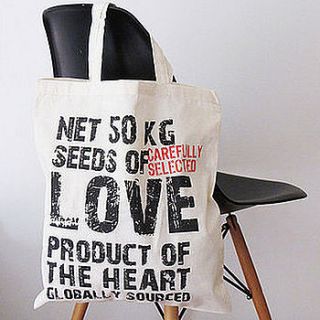 love message eco tote bag by chocolate creative home accessories