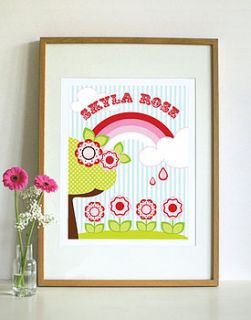 personalised children's rainbow poster by the strawberry card company