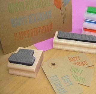 happy birthday rubber stamp by skull and cross buns