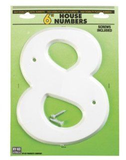 HY KO 30308 6" PLASTIC NUMBER "8" WHITE PACK OF 5    