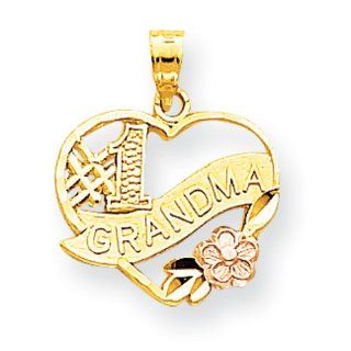 10k Two Tone Number 1 Grandma Heart Charm   JewelryWeb Jewelry
