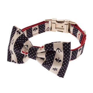 sailor bow tie dog collar by mrs bow tie