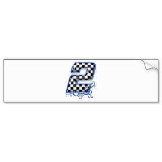 blue racing number 2 bumper sticker