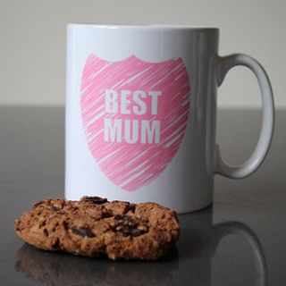 personalised sketch shield best mum mug by pearl and earl
