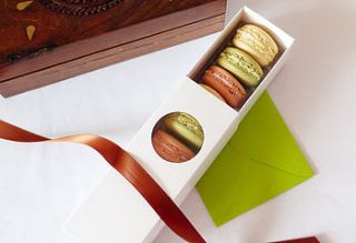 box of six assorted french macarons by meringues & more