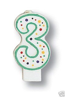Polka Dot Number 3 Candle   Party Supplies Health & Personal Care