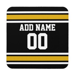 Black Gold Football Jersey Custom Name Number Beverage Coaster