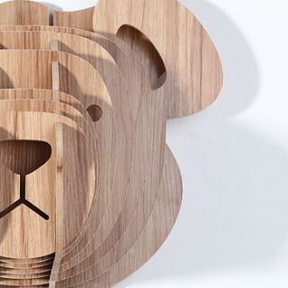 wooden animal trophy head bear by myhaus