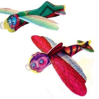 set of three flying insect toy gliders by sleepyheads