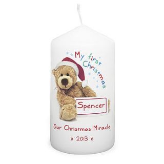 personalised teddy christmas candle by my 1st years