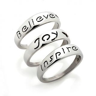 Set of 3 Stainless Steel Inspirational Rings