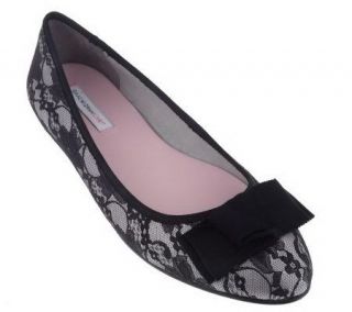 Isaac Mizrahi Live Lace Overlay Bow Detail Flats —