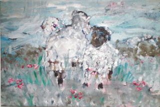 contemporary sheep art print by kaidy lewis