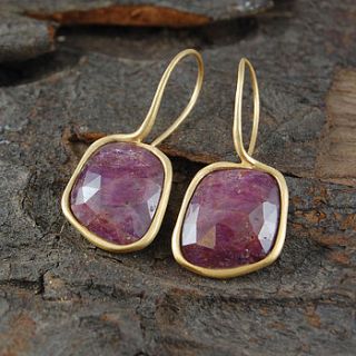 organic precious ruby slice earrings by embers semi precious and gemstone designs