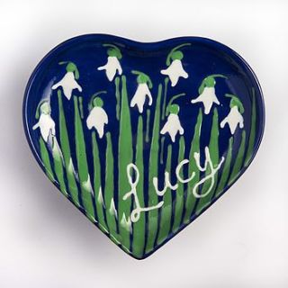 personalised snowdrop heart plate by hannah berridge