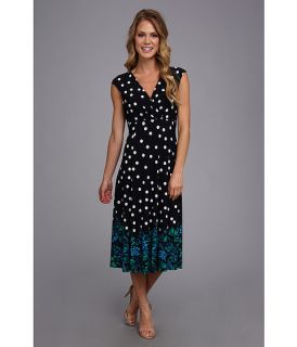 Jessica Howard Cap Sleeve Surplice Top With Fit And Flare Skirt Navy/Multi