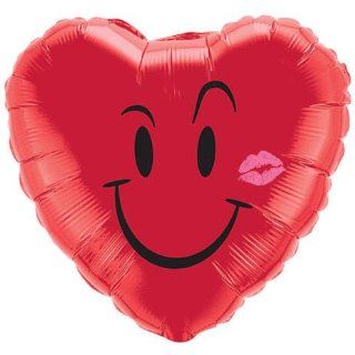 Folienballon Herz mit Smiley und Kuss Ku   Herz rot ca. 45 cm ungefllt (Ballongas geeignet) Spielzeug