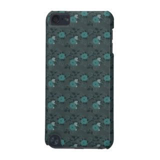 Vintage Floral Wallpaper, Aqua & White Flowers iPod Touch 5G Cover