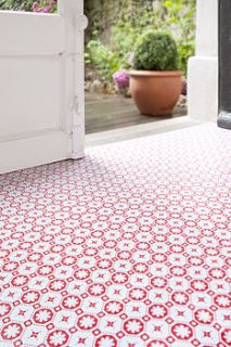 rose des vents red vinyl floor tiles by zazous