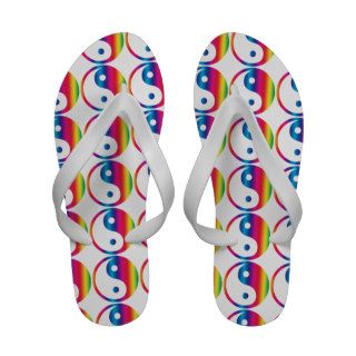Rainbow Yin Yang Flip Flops