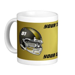 Black and Gold Football Helmet Coffee Mugs