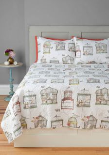 Bright and Early Bird Quilt Set in Full/Queen  Mod Retro Vintage Decor Accessories