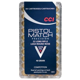 CCI Pistol Match Precision Ammo .22 LR 40 gr. LRN 764174