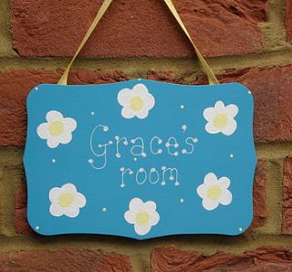 girl's personalised daisy door plaque by brambleberries