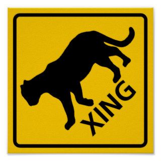 Panther Crossing Highway Sign Print