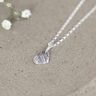 wood grain silver heart necklace by notes