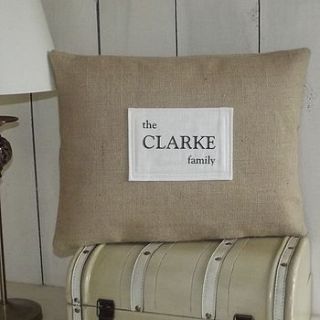 ' family surname ' cushion by rustic country crafts