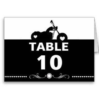 Black & White Motorcycle Biker table Number Cards