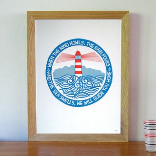 'we will guide you' lighthouse screen print by marcus walters