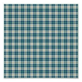 Blue And Green Plaid Background Paper Posters