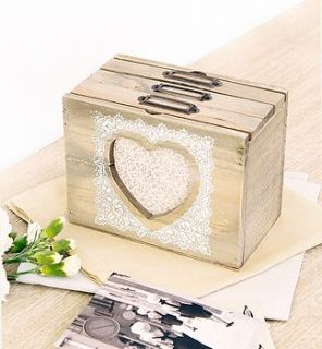 vintage wooden heart photo box by dibor