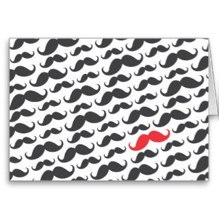 Dark gray mustache pattern with one red moustache card