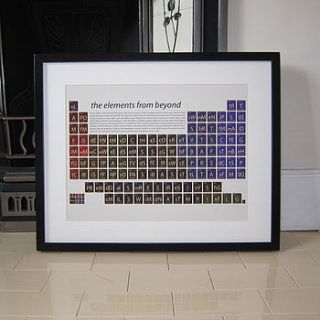 sci fi films periodic table art print by on a sixpence