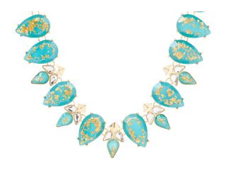 Sparkling Sage Gold Foil Collar Necklace Turquoise