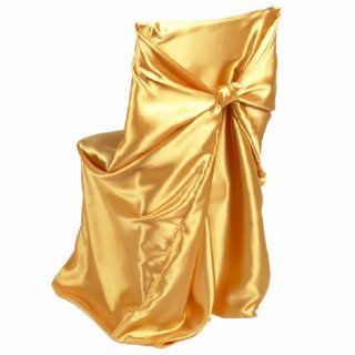 LinenTablecloth Satin Universal Chair Cover Gold   Dining Chair Slipcovers