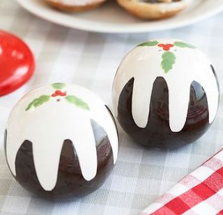 christmas pudding salt and pepper set by the contemporary home