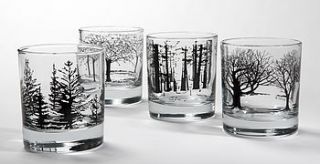 set of four tree glasses by snowden flood